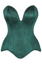 Top Drawer Steel Boned Dark Green Satin Plunge Neckline Overbust Corset - Daisy Corsets