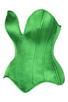 Top Drawer Steel Boned Green Satin Plunge Neckline Overbust Corset - Daisy Corsets