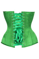 Top Drawer Steel Boned Green Satin Plunge Neckline Overbust Corset - Daisy Corsets