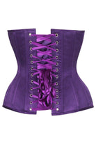 Top Drawer Steel Boned Plum Satin Plunge Neckline Overbust Corset - Daisy Corsets