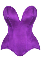 Top Drawer Steel Boned Purple Satin Plunge Neckline Overbust Corset - Daisy Corsets