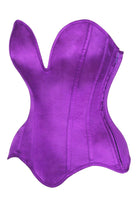 Top Drawer Steel Boned Purple Satin Plunge Neckline Overbust Corset - Daisy Corsets