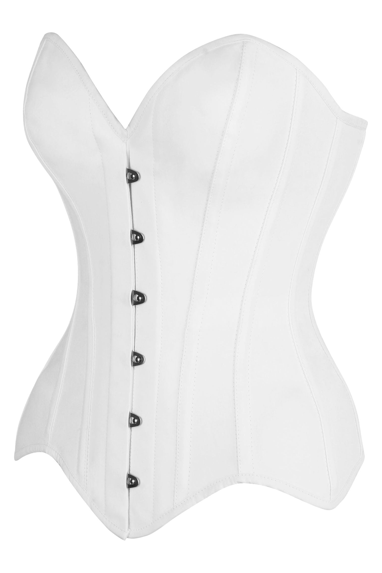 Top Drawer White Cotton Steel Boned Overbust Corset - Daisy Corsets